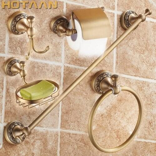 Free shipping,solid brass Bathroom Accessories Set,Robe hook,Paper Holder,Towel Bar,Soap basket,bathroom sets,YT-10600-5