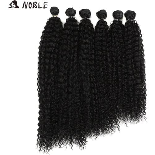 Noble Afro Kinky Curly Hair Weave 18-22 inch 6Pieces/lot Synthetic Hair Bundles With Closure Ombre Hair Bundles Synthetic Hair