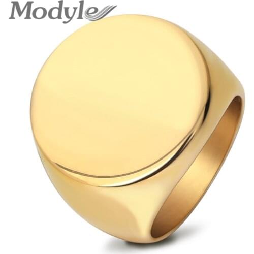 Modyle 2020 High Polished Gold Silver Color Big Round Wedding Ring for Man 316L Stainless Steel Ring Jewelry Gifts
