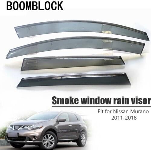 BOOMBLOCK 4pcs Car Covers Window Visor Sun Rain Wind Deflector Awning Shield ABS For Nissan Murano 2011-2017 2018