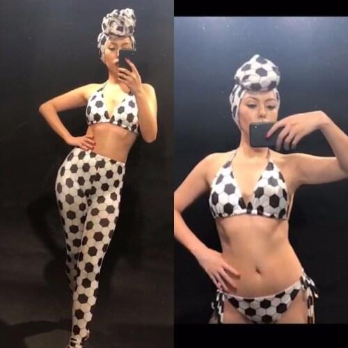 Black and White Sexy bra Set Bar World Cup Football Baby dj Ds Dance Team GoGo Dance nightclub cosplay Costume