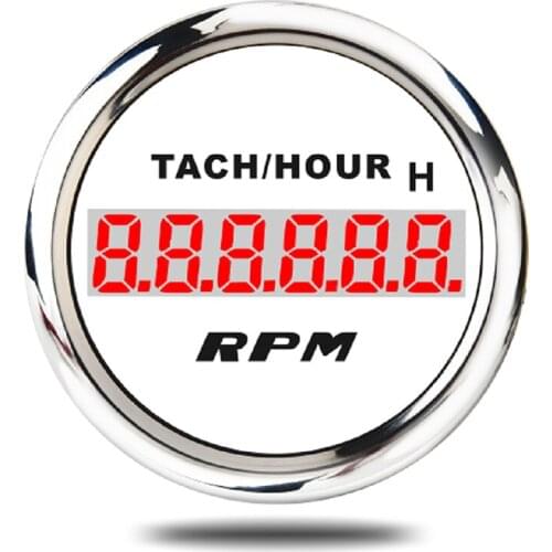 52MM Digital Tachometer With Hour Meter Gauge 0-99999.9H For Marine Boat Yacht Pulse Signal 316 Bezel For Auto Car Motorcycles
