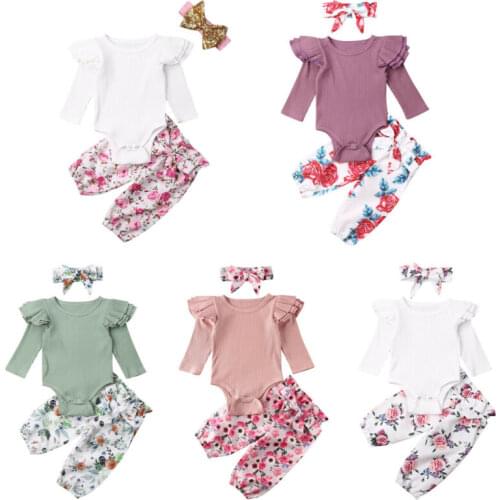 Citgeett Autumn 0-24M Newborn Infant Baby Girls Tops Romper Floral Pants Outfits Set Spring Clothes