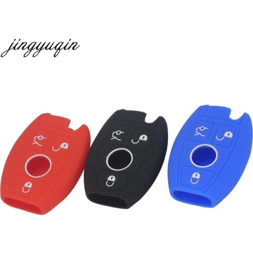 Jingyuqin Silicone Car Key Case for Mercedes Benz W203 W210 W211 AMG W204 C E S CLS CLK CLA SLK SMART A C E S CLASS Classe 3BTN