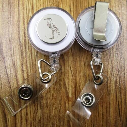 Heron ID Badge Reel gift for him/her friend family retractable recoil id badge holder work fun