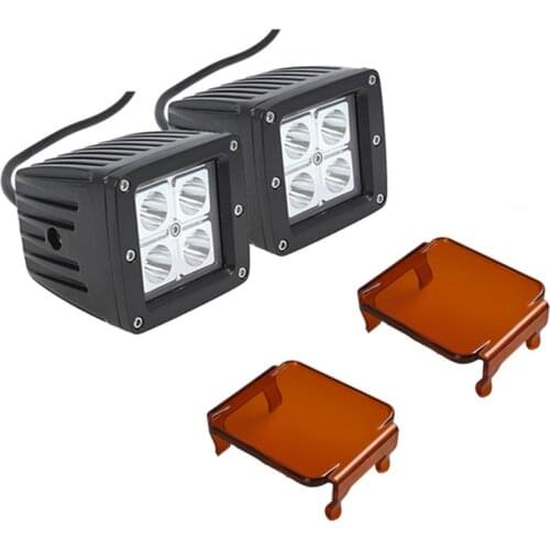 2 Pieces 3x3 inch Led Work Lights 12W 6000K Pod Light Fog Lamp with Amber Protect Cover for 4x4 Cars SUV ATV Pick-up Trucks 12v