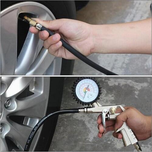 Alloy Tires Inflator Gauge Flexible Hose Fitting Pneumatic Tires Compressor Air Motorcycle Vehicle Accessory Pressure J8G1