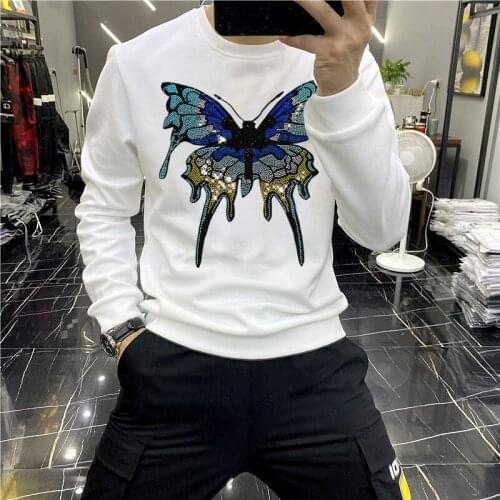 Youth Quality Warm Sweatshirt Outdoor Winter Mens Hoody New Design Hot Diamond Luxury Oversized Hoodie