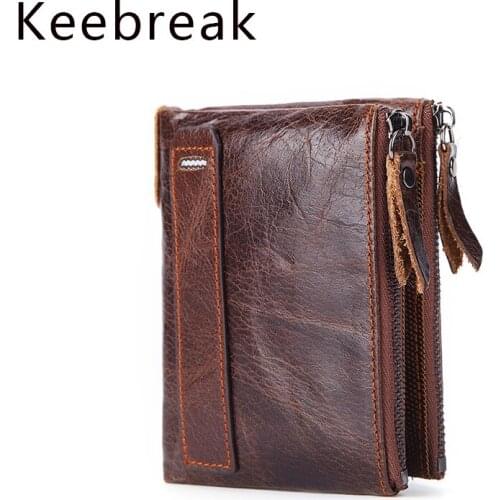 Real Crazy Horse Genuine Leather Men Wallets Money Bag Short Coin Purse Small Vintage Slim Wallets High Quality Designer Vallet