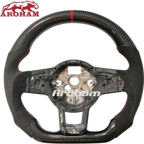 Real Carbon Fiber Steering Wheel For Volkswagen Golf 7 MK7 GTI GLI R line Scirocco Accept Customize