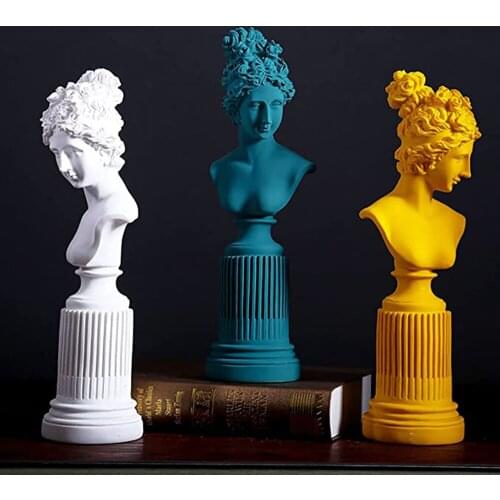 Newly Nordic Bust Statue Female Artwork Figurine Mini Semieffigy Home Decor for Office Shelf