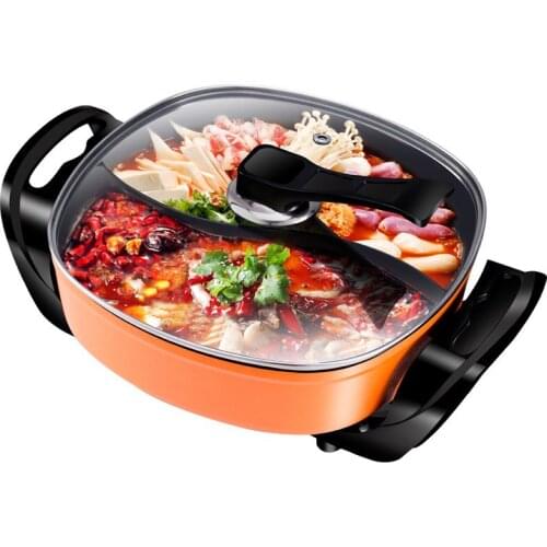 1600W orange large power electric multi function cooker fry hotpot stew electric skillet