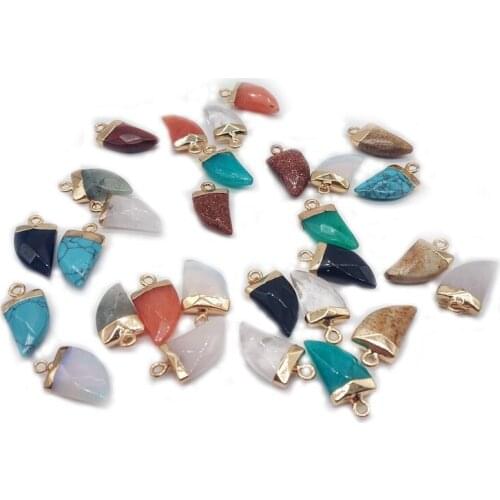 Natural stone horn multicolor necklace pendant 2019 hot style DIY pendant necklace mix color