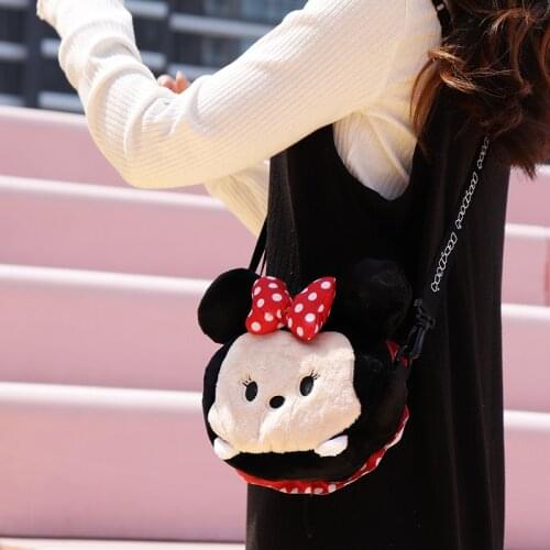 Disney Genuine Mickey Minnie Character Image Plush Bag Cartoon Cute Messenger Chain Bag Shoulder Bag