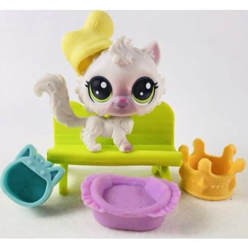 Rare pet shop toys ith Mini Accessories stands short hair cat original kitten husky dog cute animal old collection figures gift