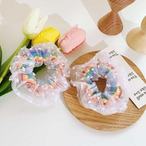Elastic Mech Scrunchie Rubber Bands Rinbow Dot Hair Ring Rope Ponytail Holder For Women Girls Hair Band Organza Hair Accessories
