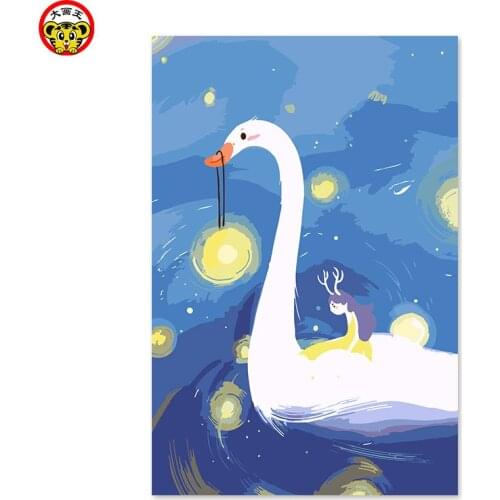 Painting by numbers art paint by number Big white Moonstone luminous girl cartoon
