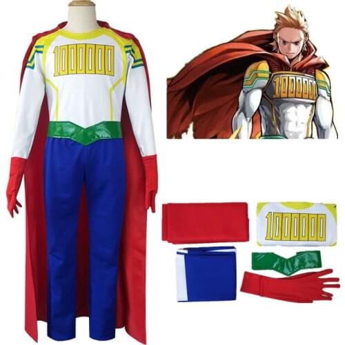 Anime My Hero Academia Million Cosplay Costume Set Top Pants Cloak Gloves Belt Suit Props
