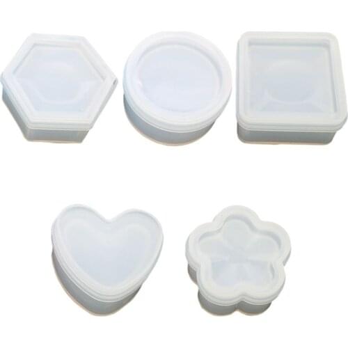 Hexagon Storage Box Epoxy Mould Crystal UV Mirror Handmade DIY Table Desktop Decoration Making Plum Square Round Silicone Mold