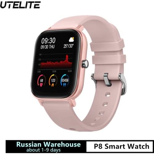 UTELITE P8 Smart Watch Men Women Heart Rate Customize Faces Full Touch HD Display Screen Band for iPhone Huawei Xiaomi PK GTS