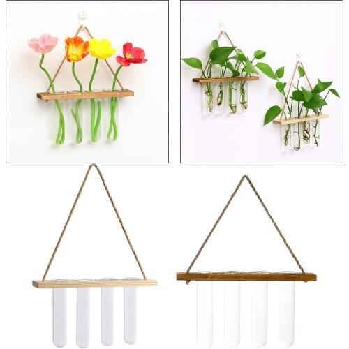 Glass ing Planter Terrarium Hydroponic Green Plants Wooden er Test Tube Vase with Rope