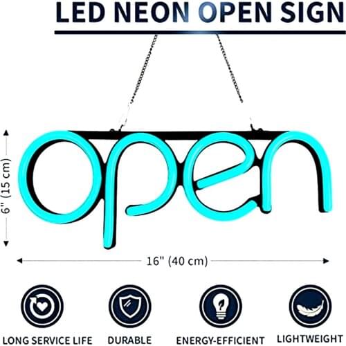 LED Neon Open Sign Light for Business Lightweight & Energy Efficient for Restaurants Offices Retail Shops Window Storefronts