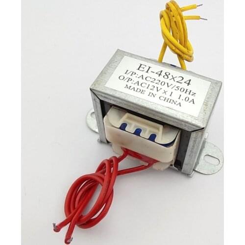 Transformateur 220v 12v 220V turn single 12V 1A output AC AC power transformer EI48*24 sound speakers electrical accessories 10W