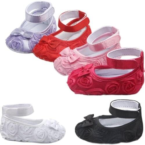 Candy Colors Newborn Baby Prewalker Soft Bottom Anti-slip Shoes Footwear Classic Princess Girl Crib Mary Jane Big Flower Shoes