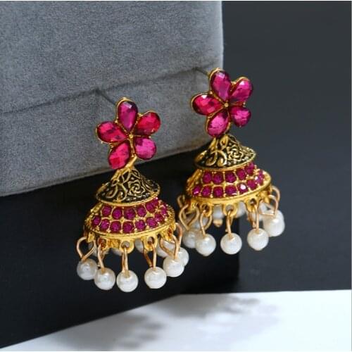 Bohemian Retro Ethnic Style Pendant Earrings Luxury Colorful Zircon Inlaid Bird Cage Shape Beads Tassel Earrings 2020 Jewelry