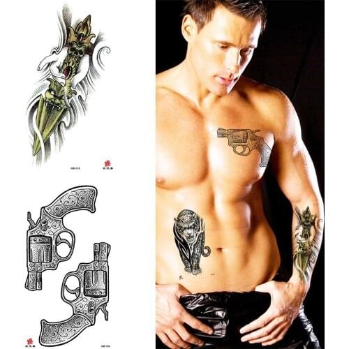 Waterproof Tattoo Stickers Cute Pattern Fake Tattos Gun Hourglass Sexy Girl Arm Clavicle Animal Wolf Temporary Tatoo Sticker