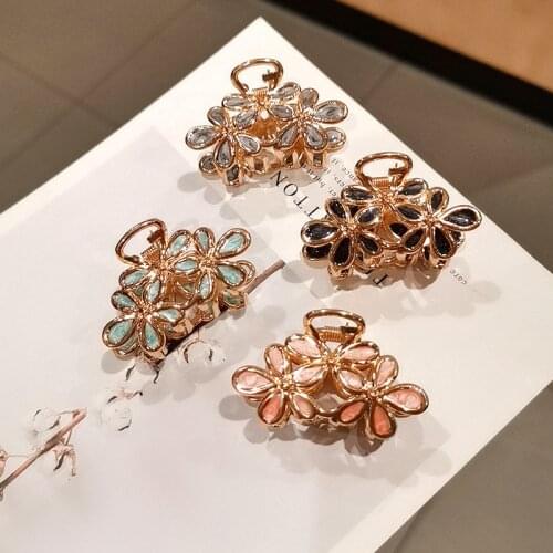 2021 New Retro Drip Metal Small Medium Flowers Hairpin Pan Hair Claw Barrettes for Women Girl Hair Accessories Headwear