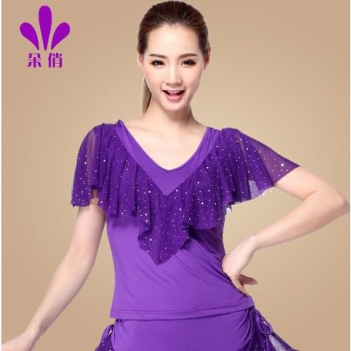 Lady Fashion Dancing Shirt Women Square Dance Clothing New Latin Dance Costume Size Female Costume Promotion B-4333