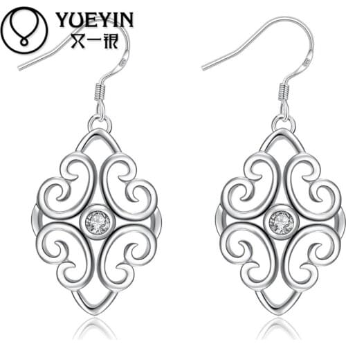 Leaf shape inlaid stone earrings silver plated earrings for women fashion Bridal Jewelry uhani Cheap