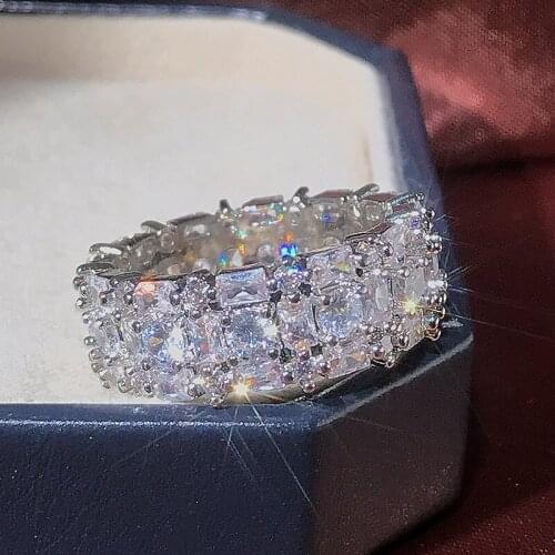 Romantic 925 Sterling Silver AAA Mosaic CZ Zircon Finger Rings for Women Vintage Promise Wedding Female Jewelry bague anillos