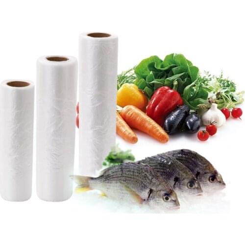 100-200PCS Transparent Roll Fresh-keeping Plastic Bags of Vacuum Food Saver Bag 3 Sizes Food Storage Bags with Handle Keep Fresh