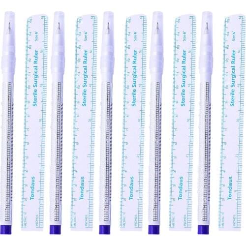 10x Tattoo Pens Ruler Set Microblading Skin Marker Body Art Supply Kit Blue