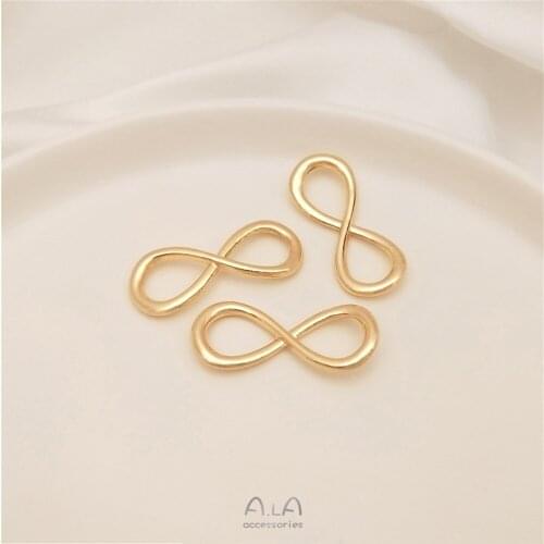 14K Gold Filled Eternal infinite love 8 button link ring leather rope link accessories DIY accessories