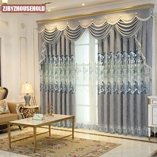 2021 European Style Simple Embroidered Curtains for Bedroom Study Living Room Blackout Curtains Custom