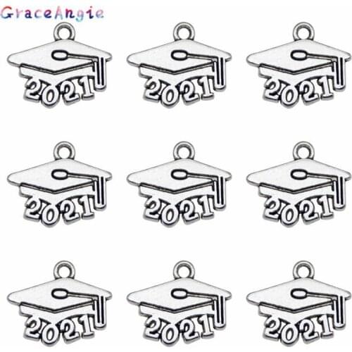 50PCS Number 2020 2021 2022 Charms For Necklace Bracelet Earrings Key graduation cap diploma charms Pendant Jewelry Accessories