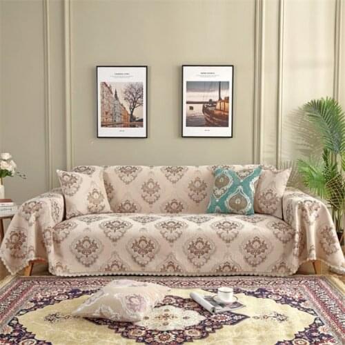 American Style Chenille Jacquard Embroidery Sofa Towel Non-slip Full Sofa Cover With Skirts Single/Two/Three-Seat