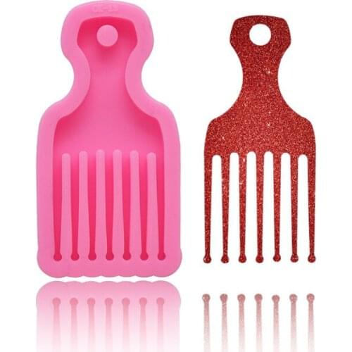 DIY shiny comb keychain mold mirror epoxy jewelry pendant mold cake fudge chocolate silicone mold craft keychain customization