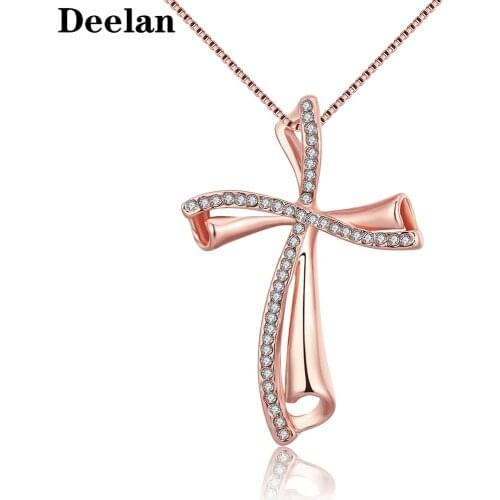 DEELAN Create cross necklace women gold Color Jewelry Classic romantic cubic zirconia pendant necklace Party Wedding gift