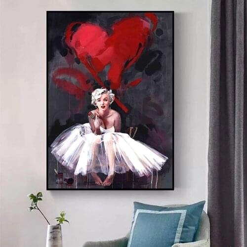 Girls Room Decor Marilyn Monroe Abstract Oil Paintings on Canvas Wall Postesr and Print for Living Room Decor No Frame