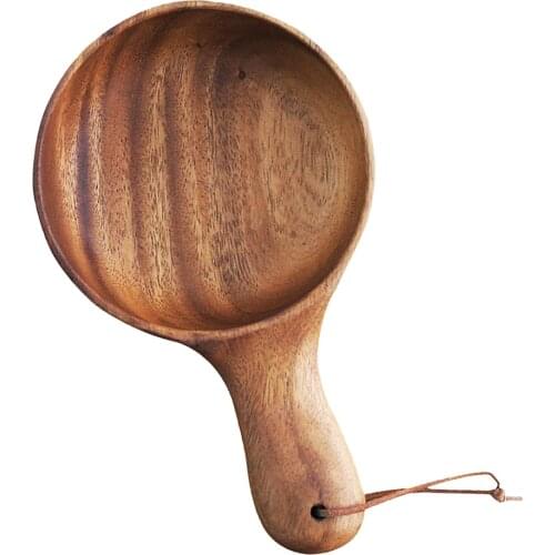 Wooden Bowl With Handle Japanese Style Rice Instant Noodles Food Container