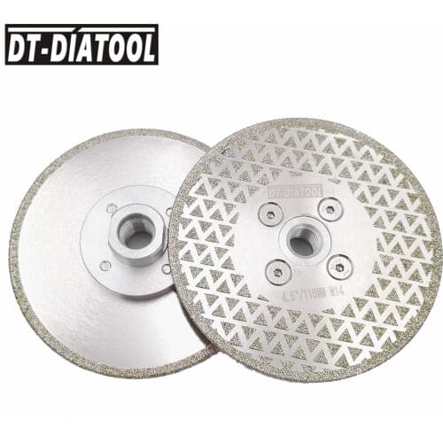 DT-DIATOOL 2pcs M14 Thread 115mm/4.5" Single Side Coated Diamond Saw Blade Electroplated Cutting & Grinding Disc Granite Marble