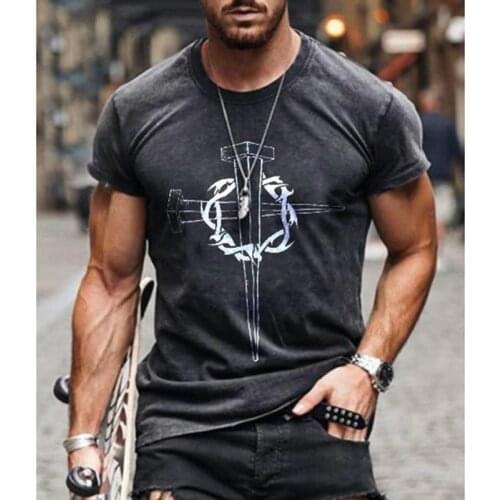 Colorful cross print mens oversized retro short-sleeved T-shirt Harajuku fashion O-neck summer new style 2021