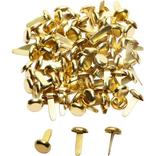 GTBL 1/2 Inch Brass Paper Fasteners, Mini Paper Fasteners for Handicraft Projects, Decorative DIY Supplies, 8 x 14 mm (Gold)