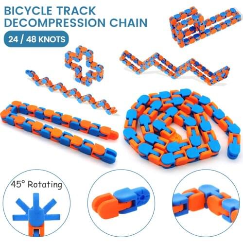 24/48Links Multicolor Wacky Track Snap and Click Fidget Toy Anti Stress Kids Autism Snake Puzzles Classic Sensory Antistress Toy
