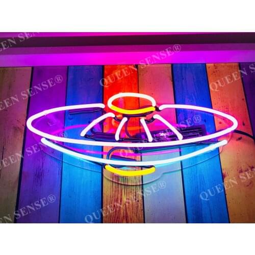 Custom Aliens UFO Outta Space Acrylic Neon Light Lamp Sign Beer Bar Handmade Real Glass Decorate Home Wall Room Decor Club