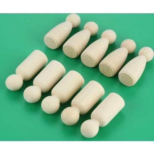 50Pcs 65mm Unfinished Female Male Natural Wooden Peg Dolls Unpainted Figures Wedding Cake Topper Crafts DIY Gift Room Decoration